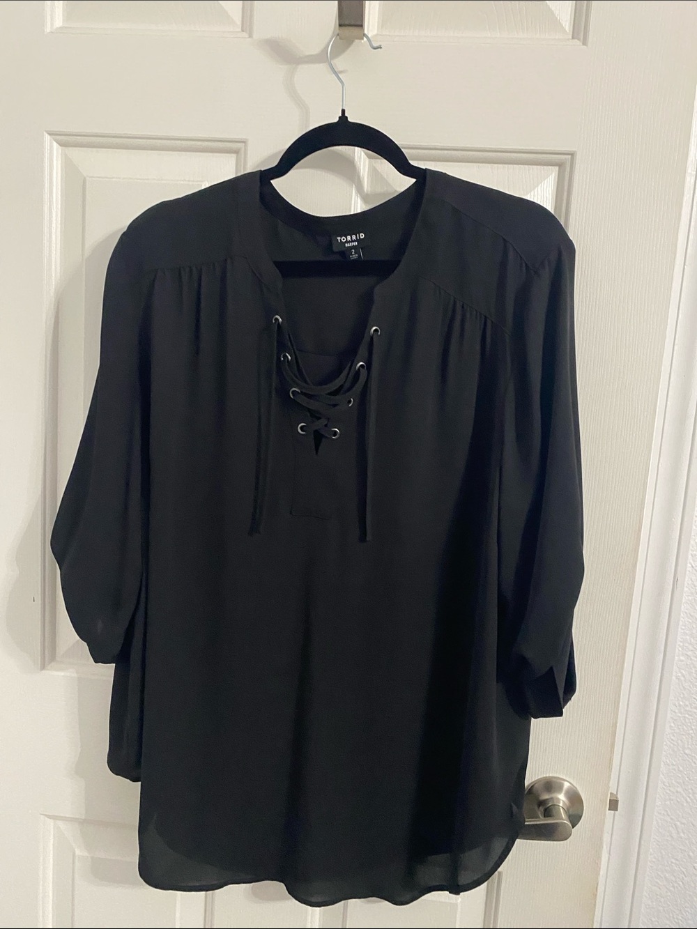 torrid Harper Black Lace-Up Peasant Tunic